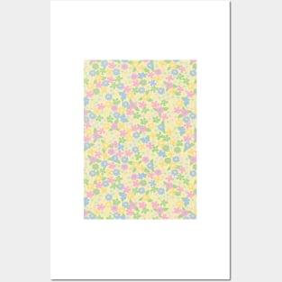 retro yellow florals, groovy 60s pattern, 70s flowers, yellow flower pattern, girly, for teen girl, retro, ditsy, ditsy daisy, pastel yellow Posters and Art